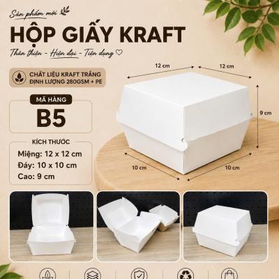 HỘP GIẤY TRẮNG ĐỰNG HAMBURGER-BÁNH BAO